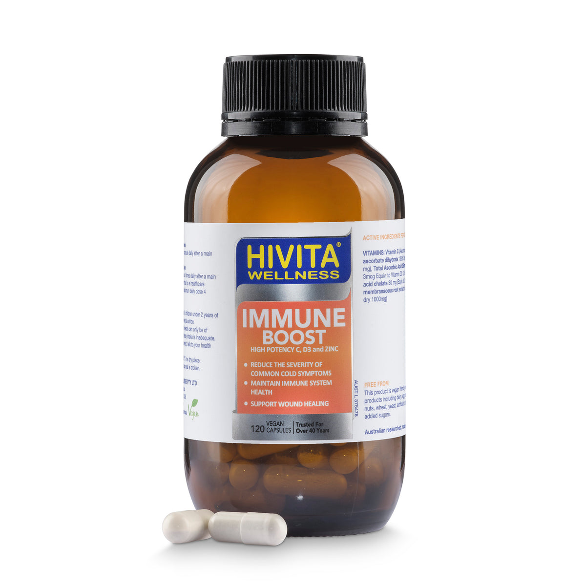 HIVITA Wellness Immune Boost (High Potency C, D3 and Zinc) 120 capsules