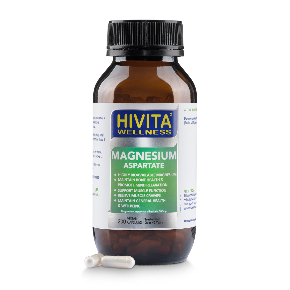 HIVITA Wellness Magnesium Aspartate High Absorption 200 capsules