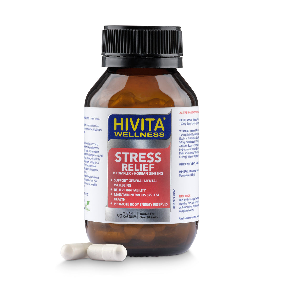 HIVITA Wellness Stress Relief     B Complex + Korean Ginseng 90 capsules