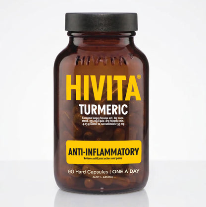 HIVITA Turmeric supplement bottle anti inflammatory  white background